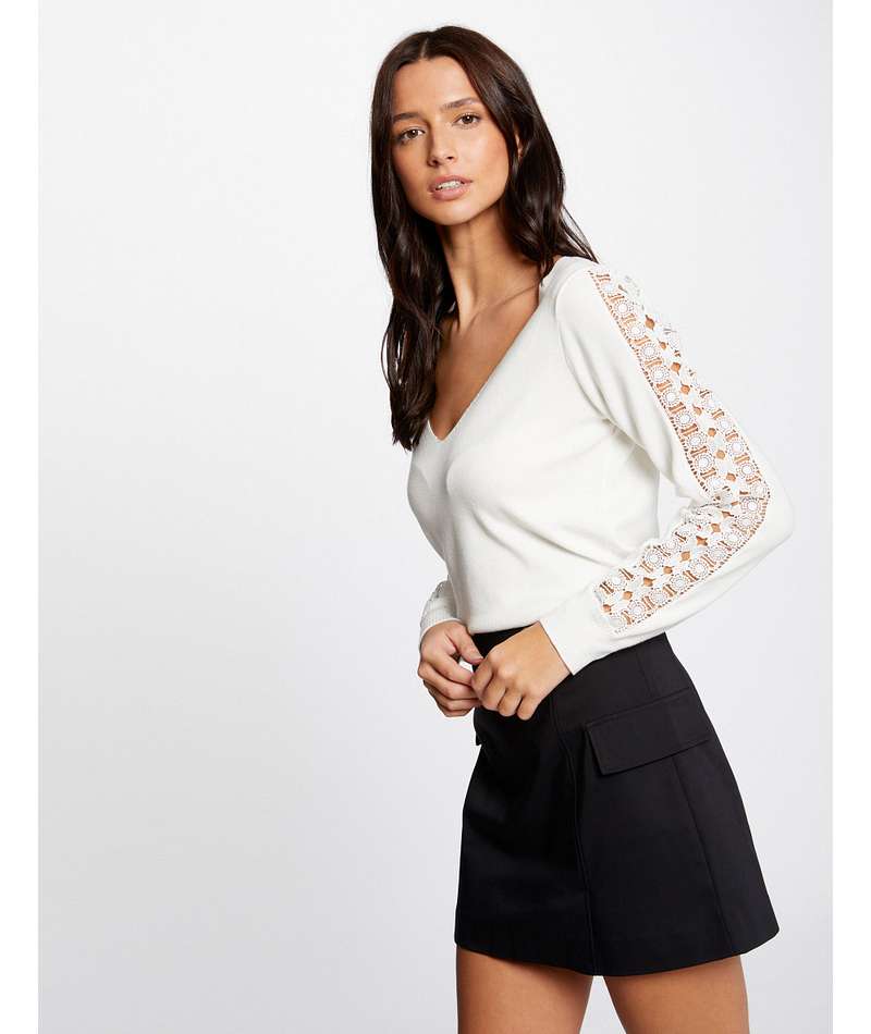 Maglia bianca con pizzo Morgan