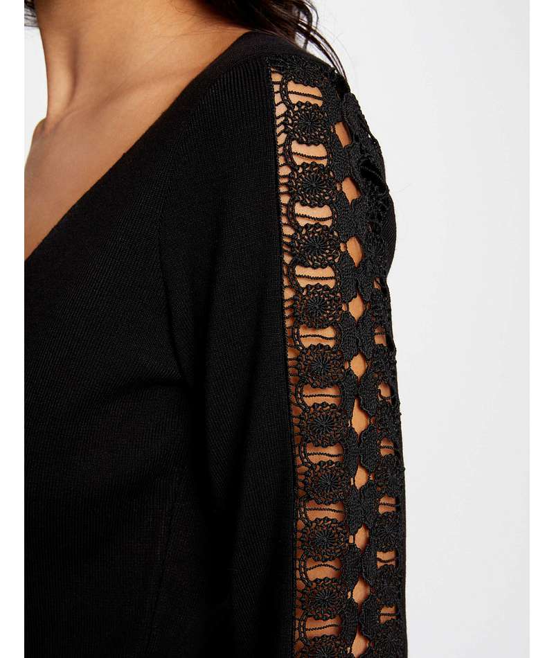 Maglia in pizzo nera Morgan dettaglio