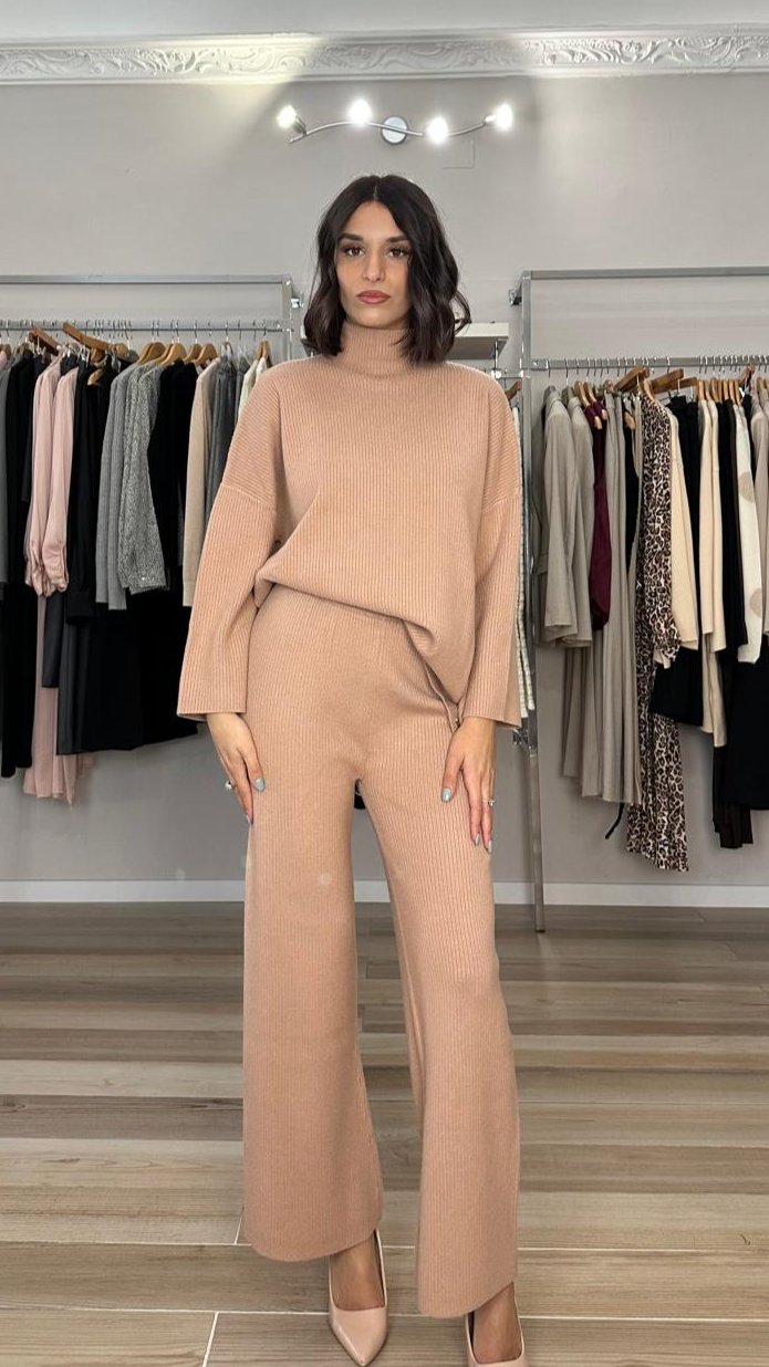 Maglione a costine Soya cammello