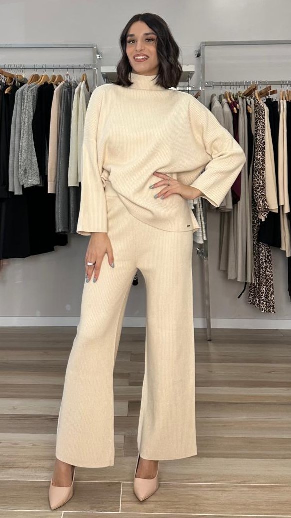 Maglione a costine Soya panna