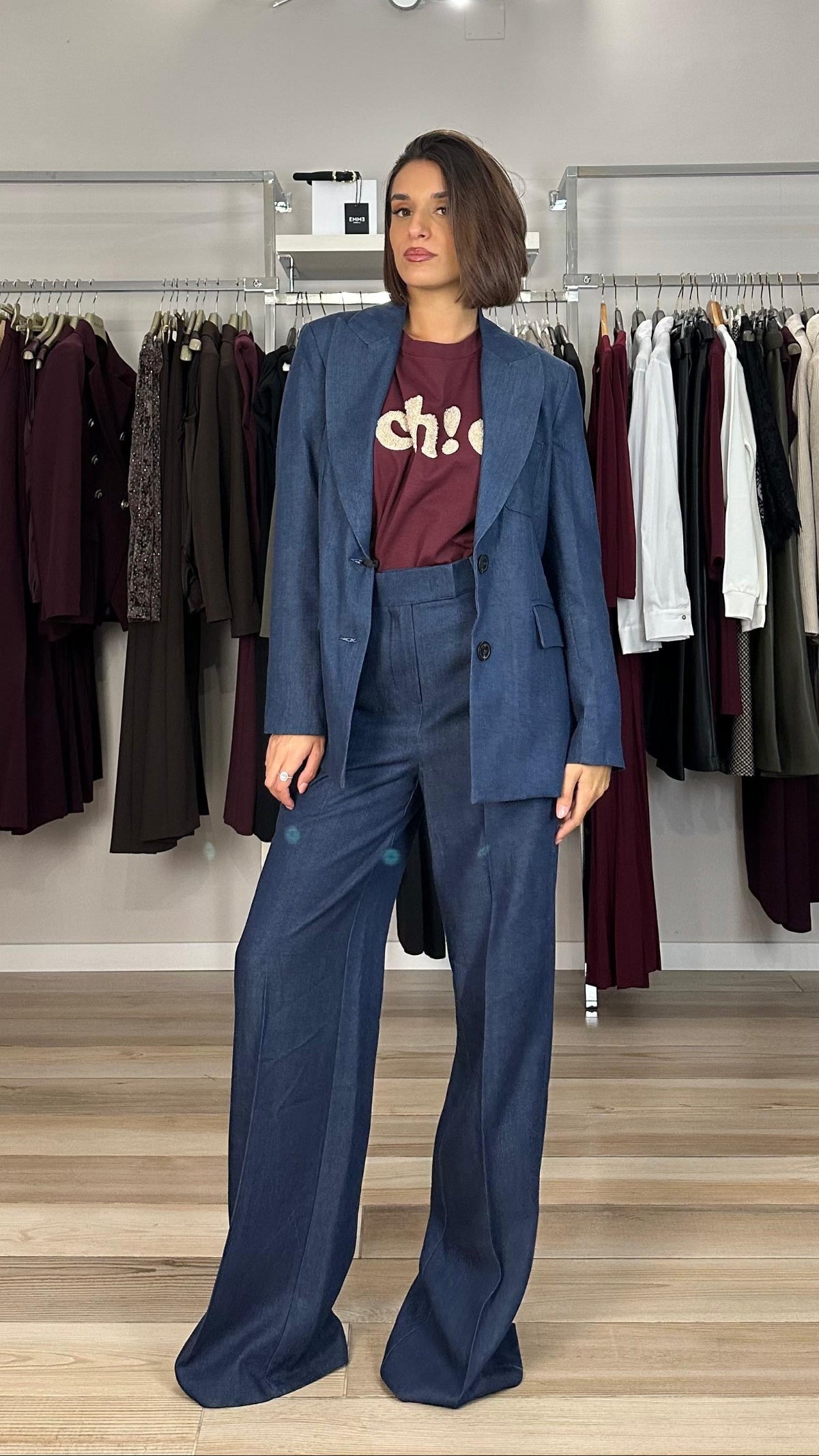 Maryley giacca in lyocell blu dettaglio