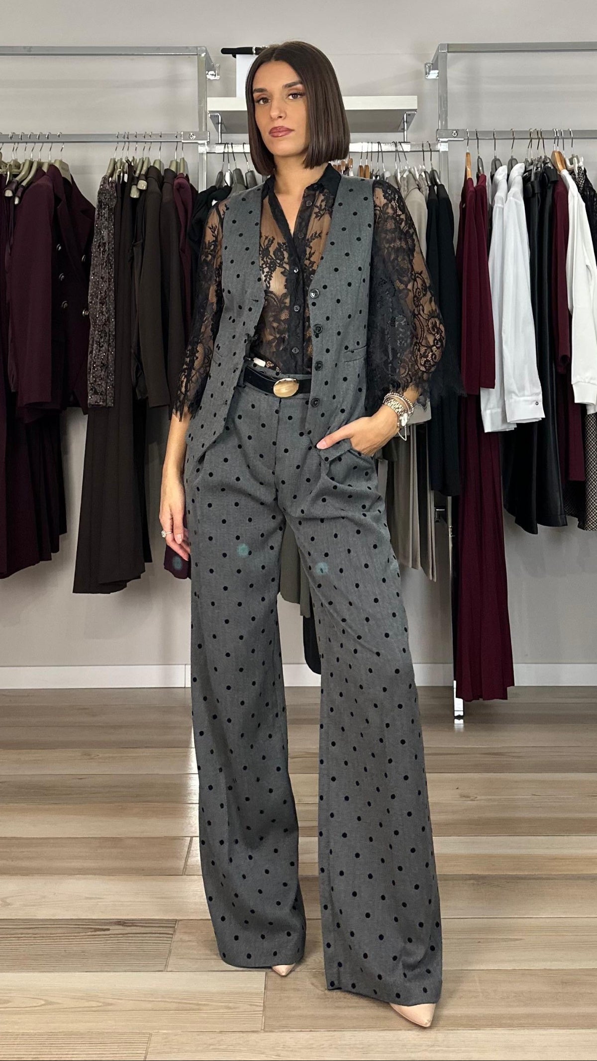 Maryley gilet a pois dettaglio