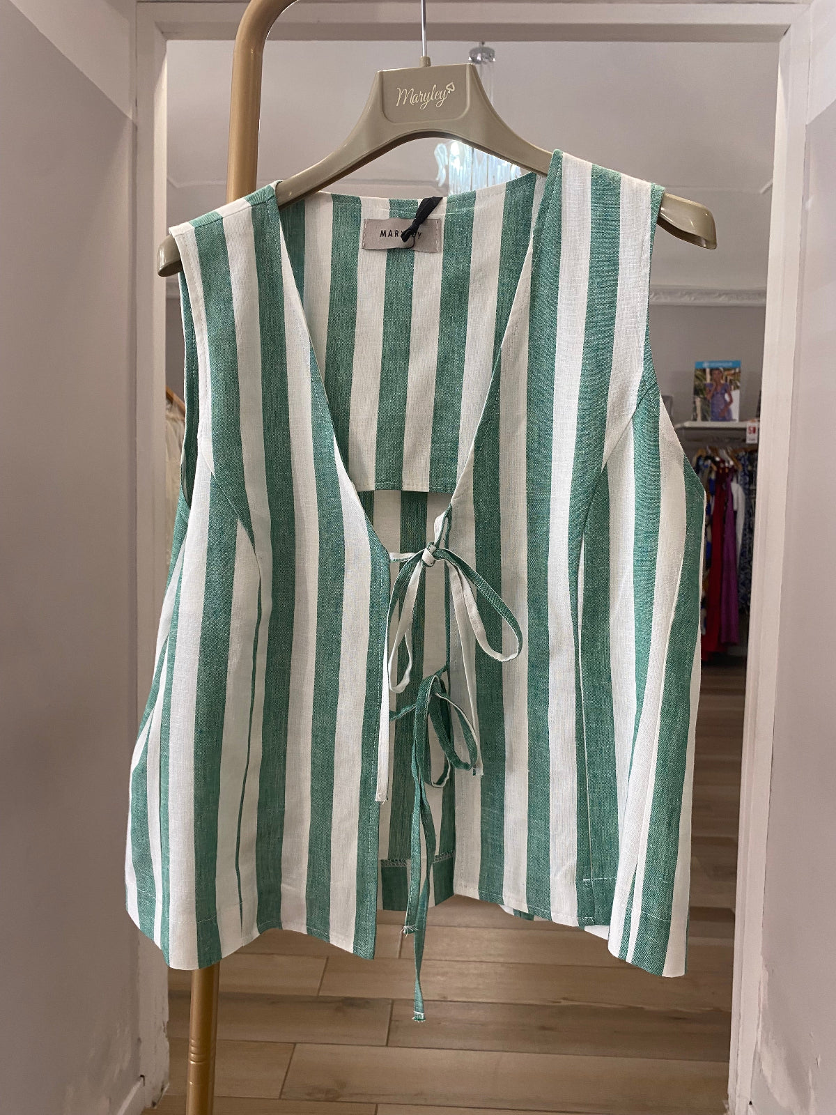 Maryley gilet a righe verde