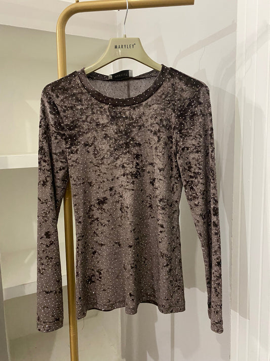 Maryley maglia in velluto e strass