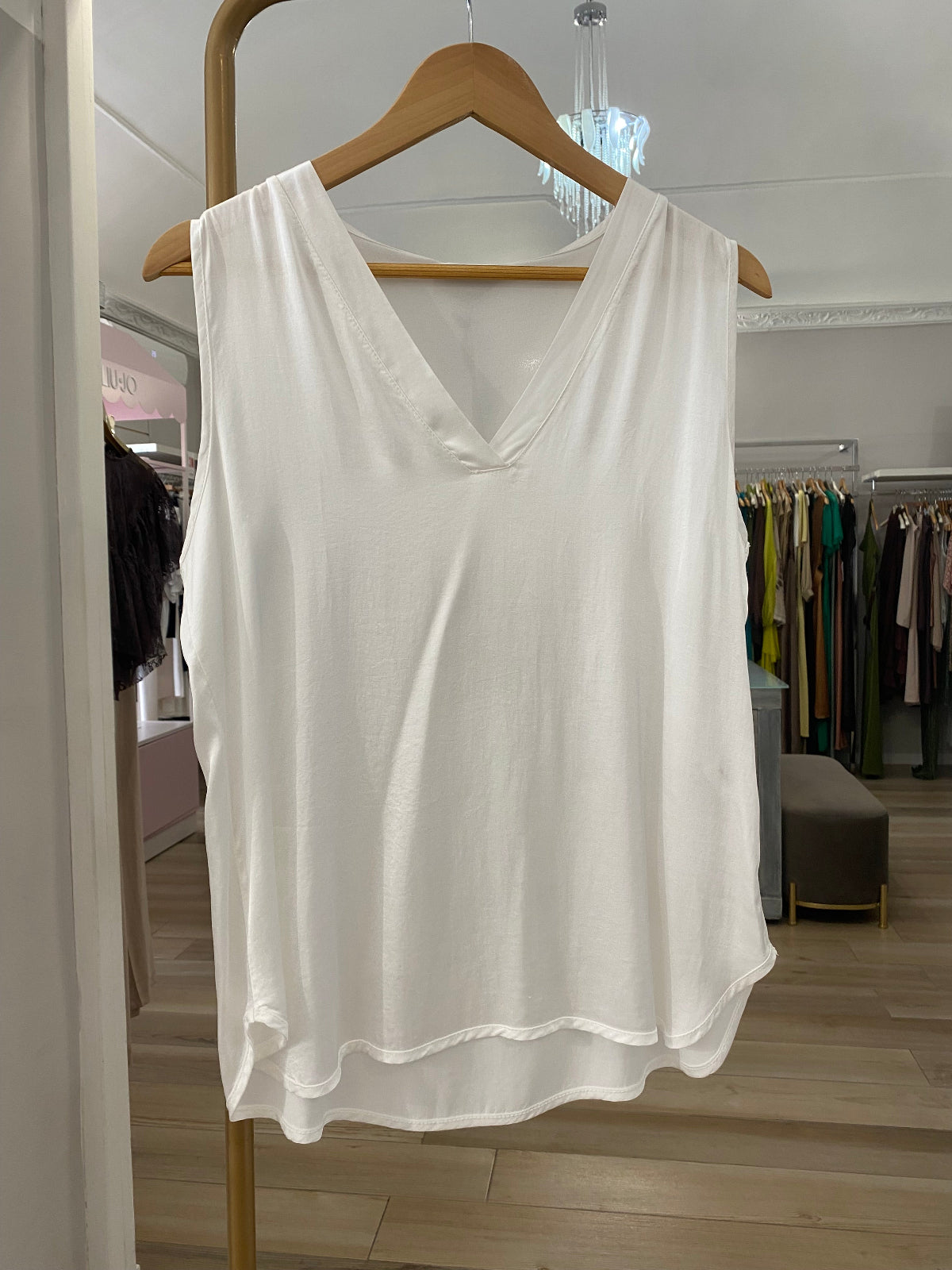 Maryley top in raso bianco