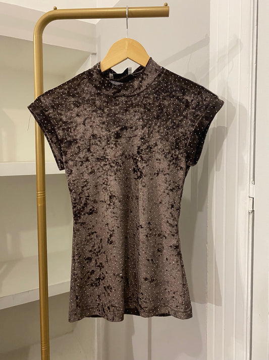 Maryley top in velluto e strass