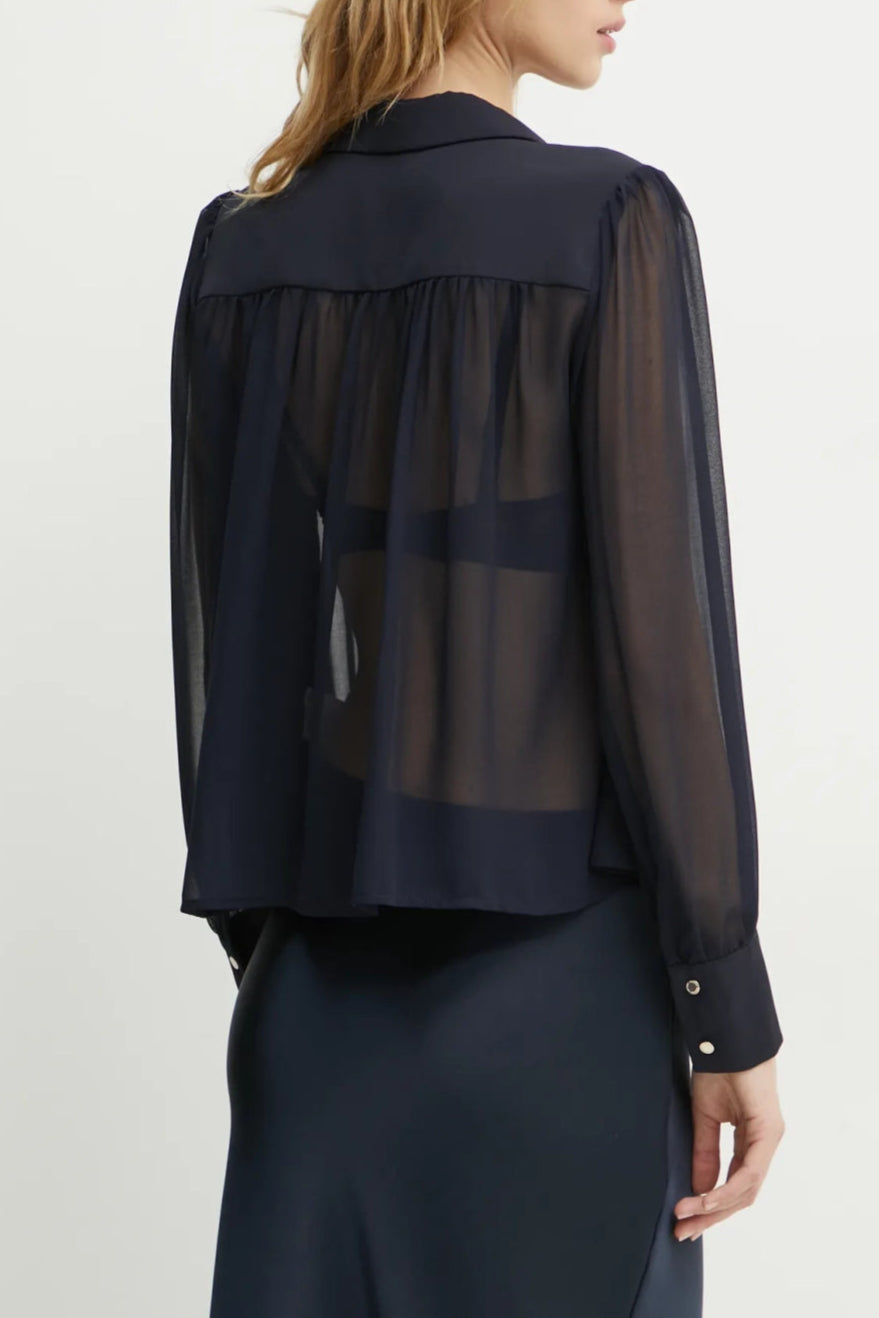 Morgan de toi camicia plissè blu retro