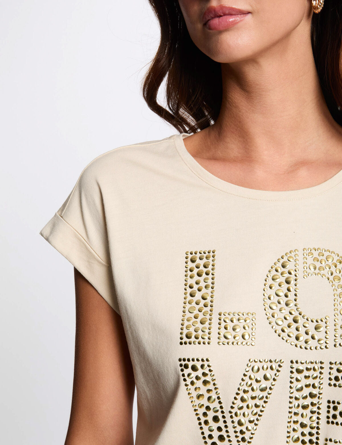 Morgan_t-shirt_beige_love_laterale