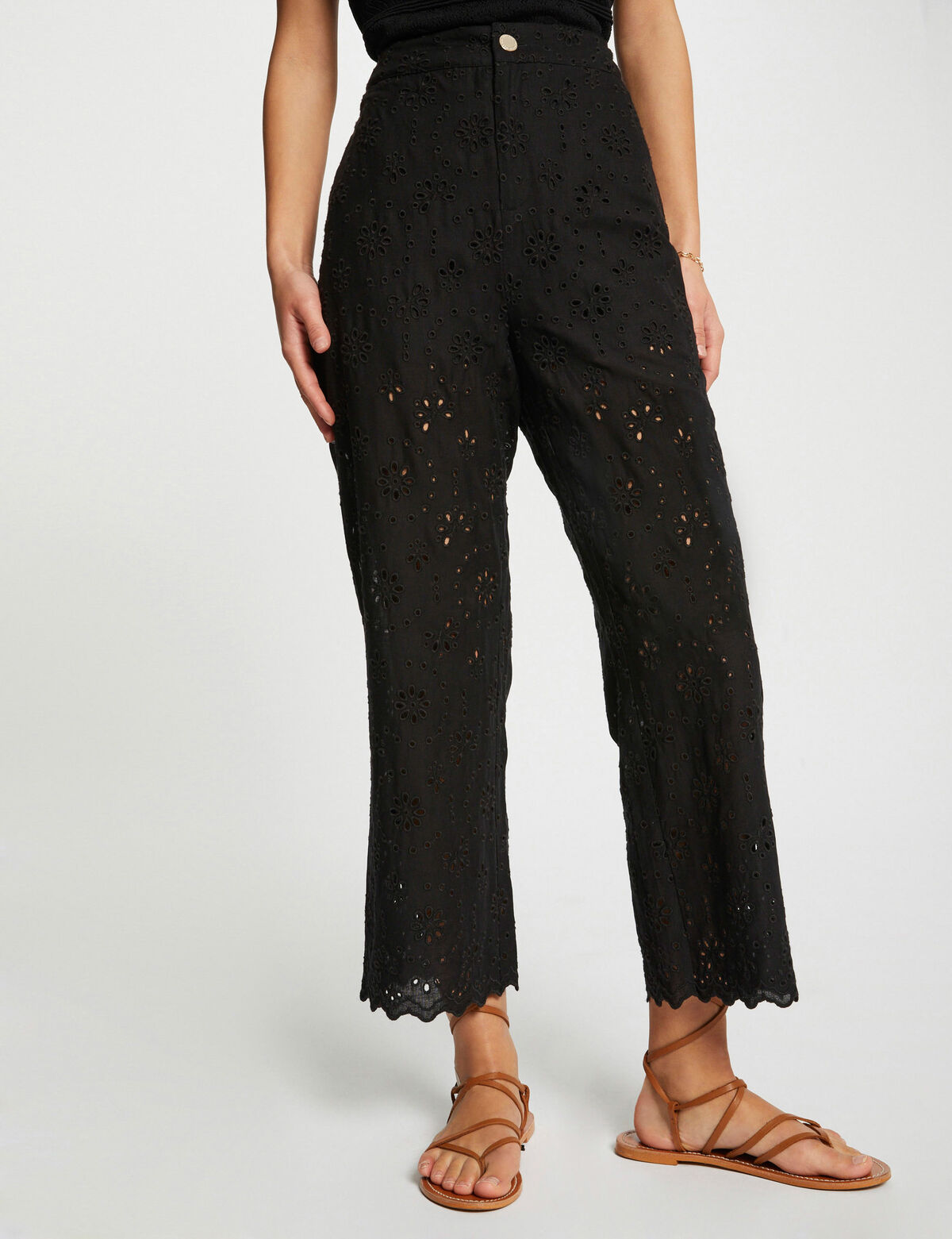 Morgan de toi pantalone nero sangallo frontale