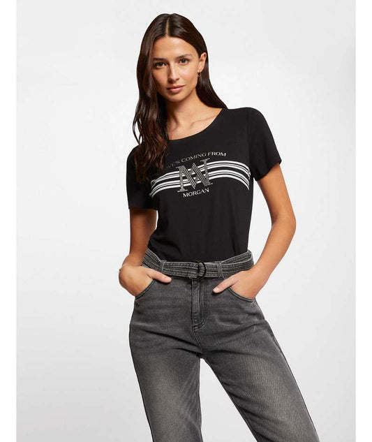 Morgan de toi t-shirt nera frontale