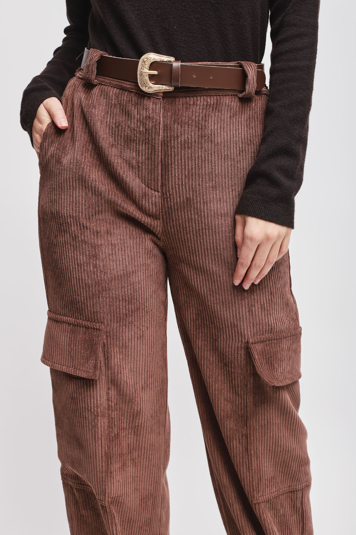 Pantalone Maryley cargo in velluto