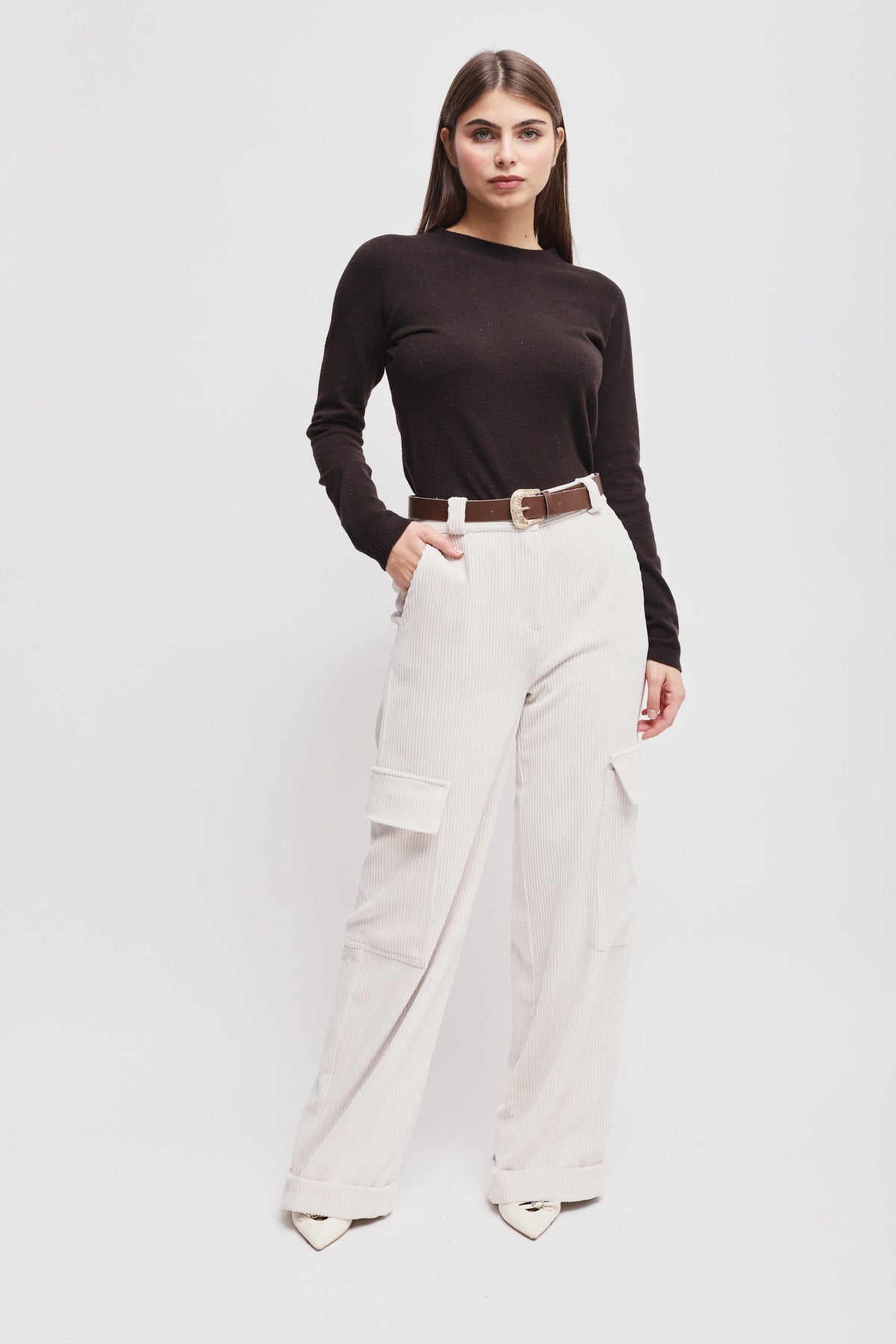 Pantalone Maryley cargo in velluto