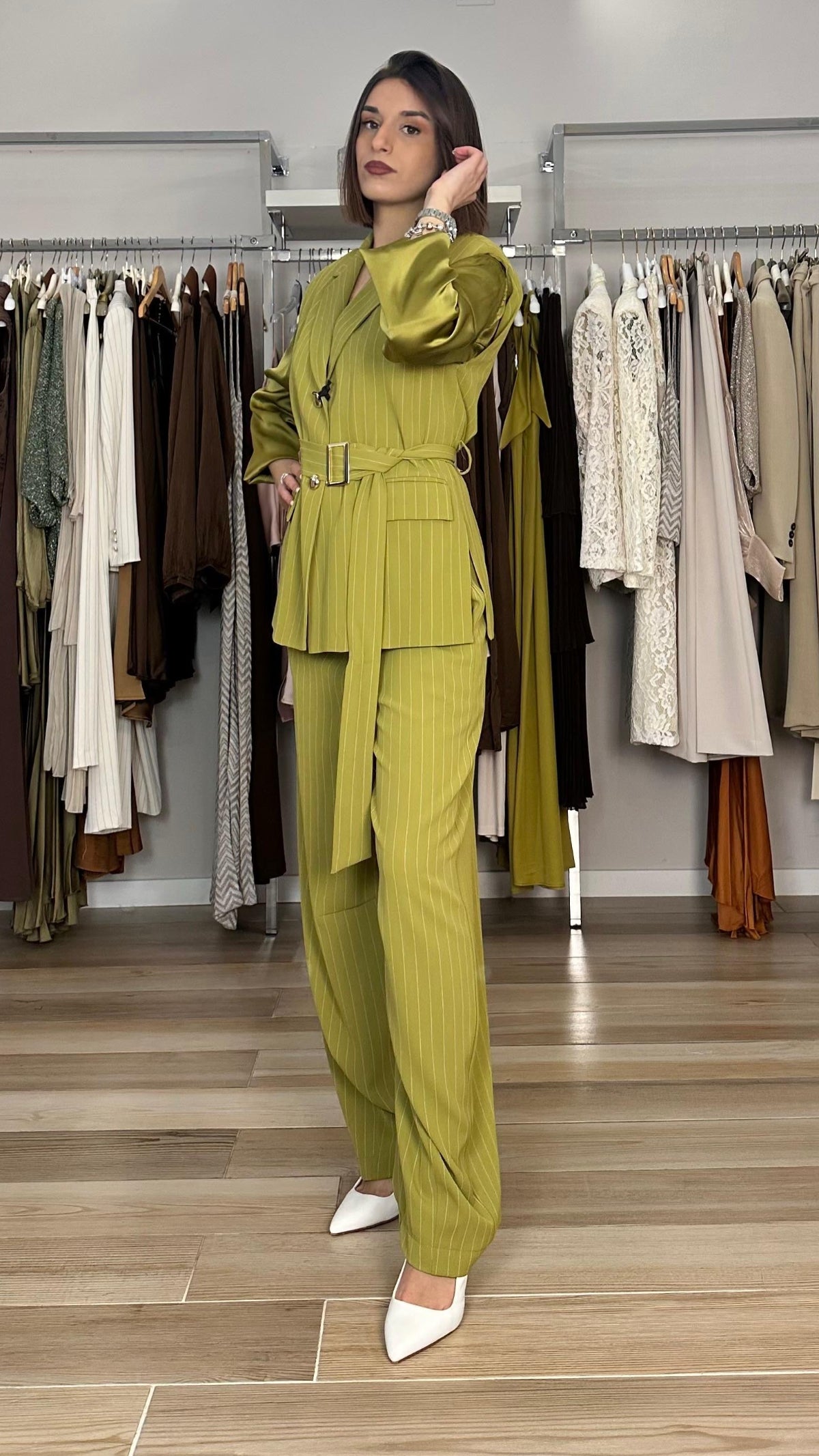 Pantalone gessato Maryley aterale