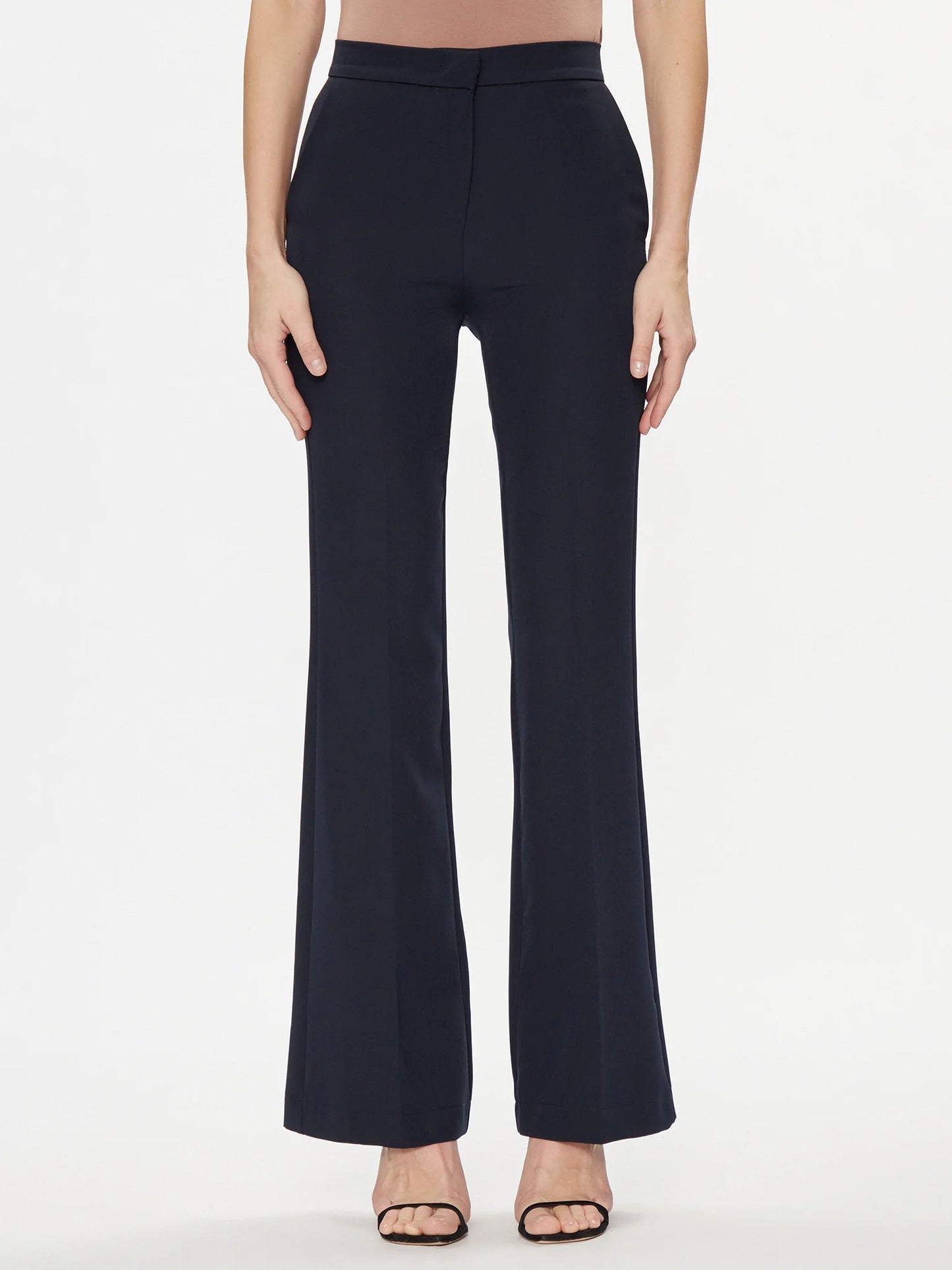Pantalone a zampa Maryley blu frontale