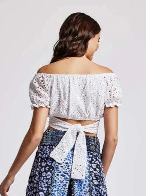 Top in pizzo bianco Iconique retro