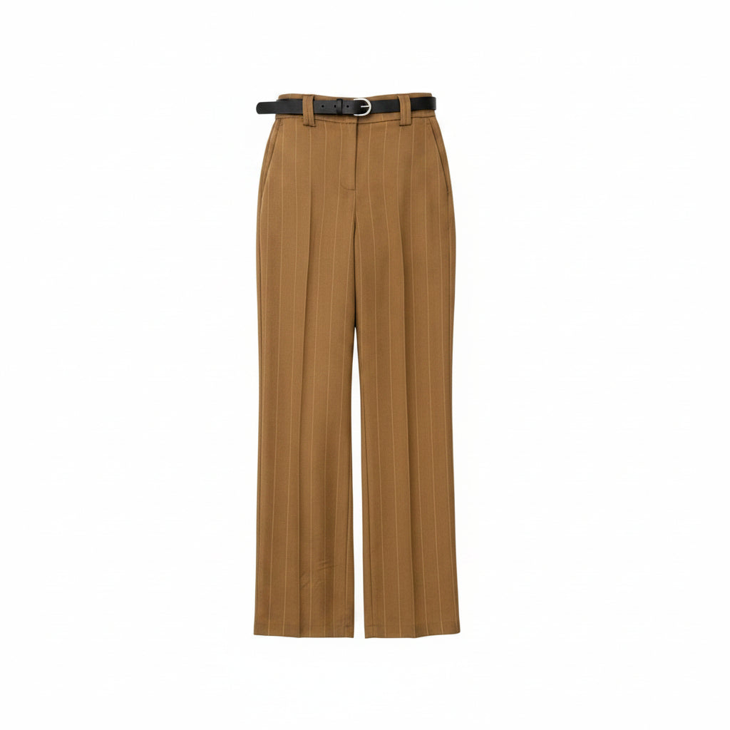 Pantaloni Haveone gessati-biscotto