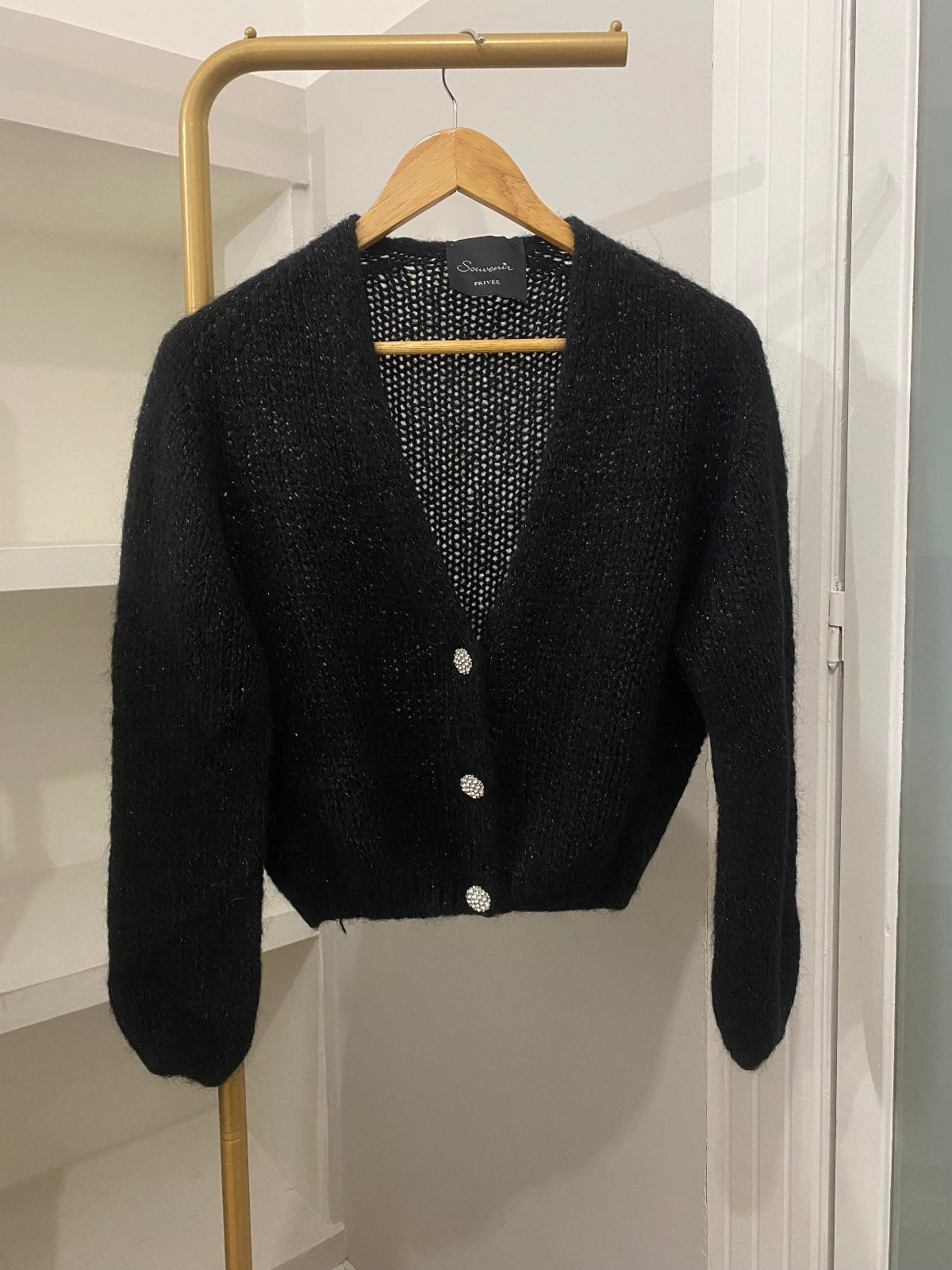 Souvenir cardigan in lurex nero