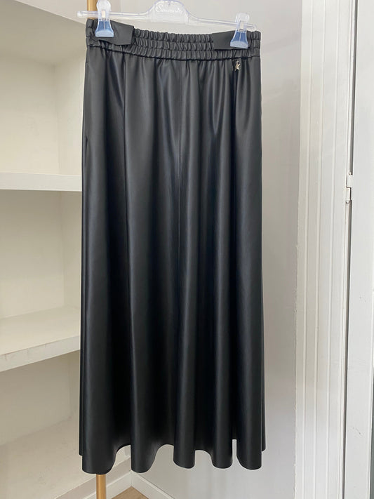 Souvenir gonna midi in ecopelle nera