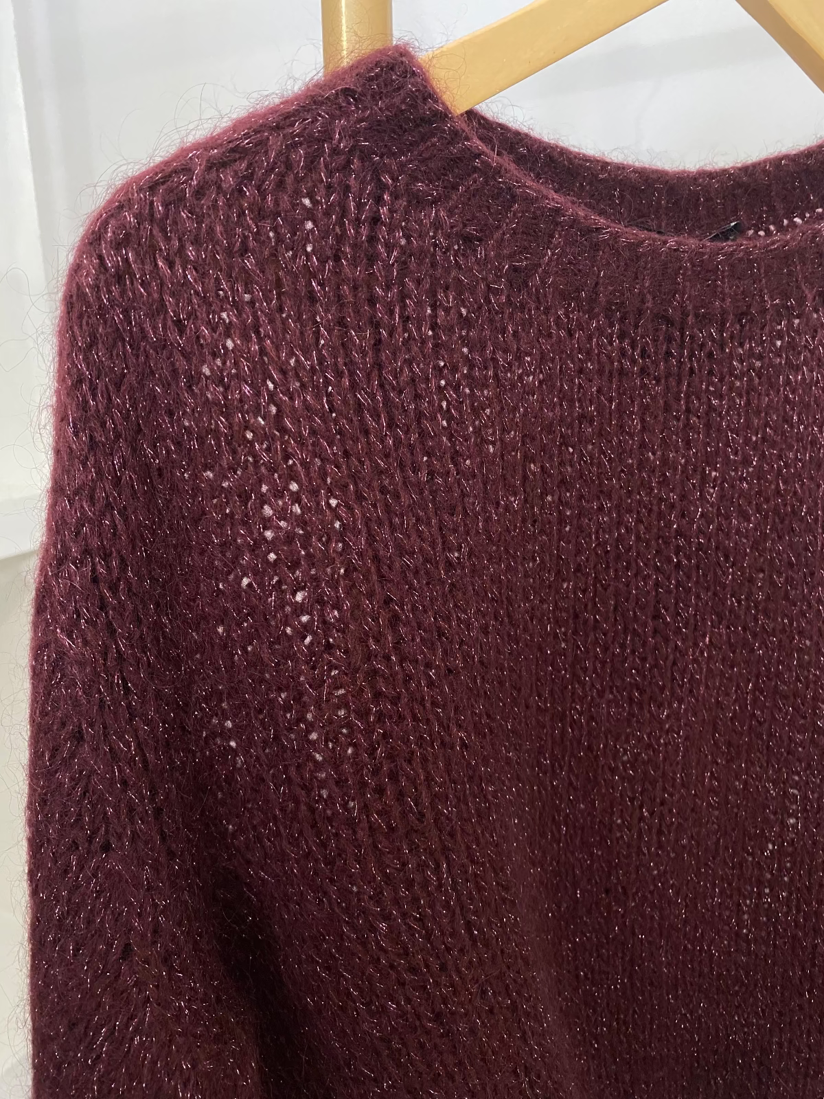 Souvenir maglione in lurex bordeaux dettaglio