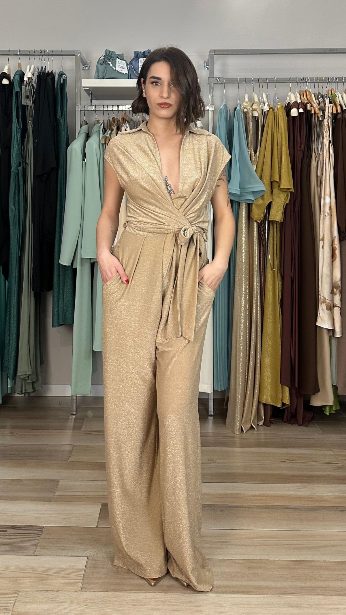 Souvenir tuta in lurex frontale