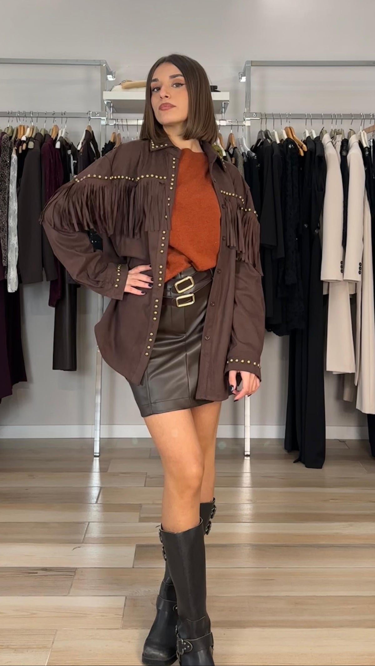 Susy mix camicia frange e borchie frontale