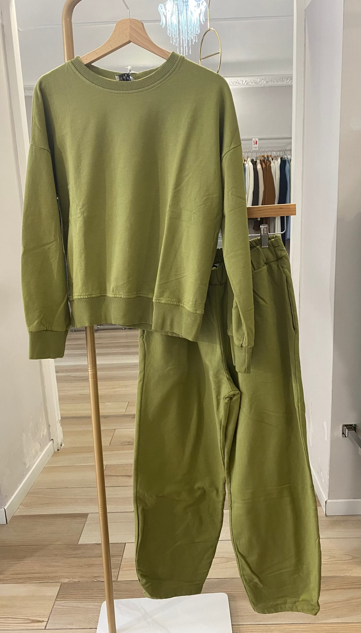 Susy mix completo in felpa verde oliva