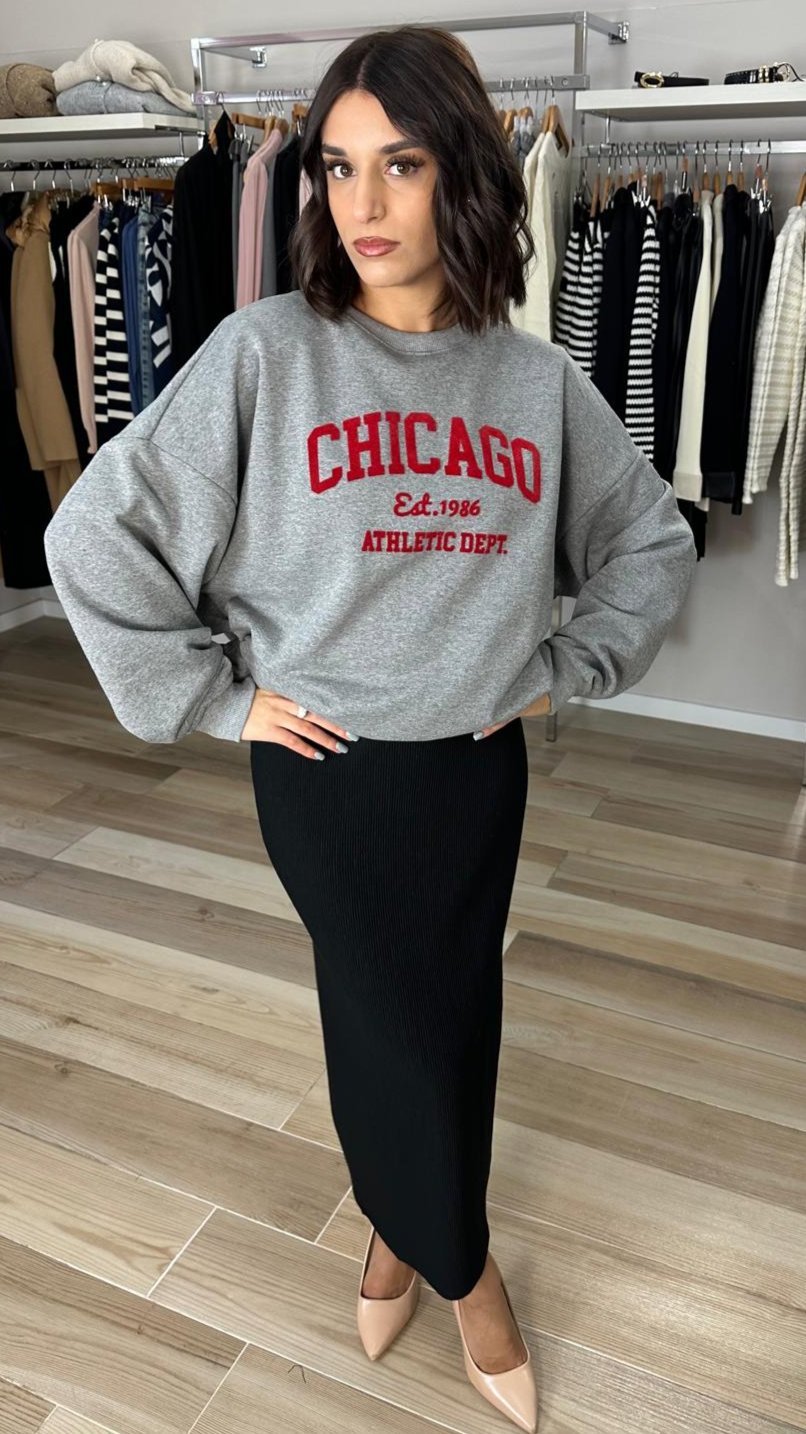 Susy mix felpa chicago grigia dettaglio