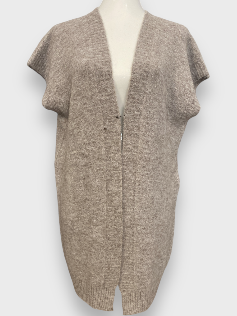Susy mix gilet in maglia lungo tortora