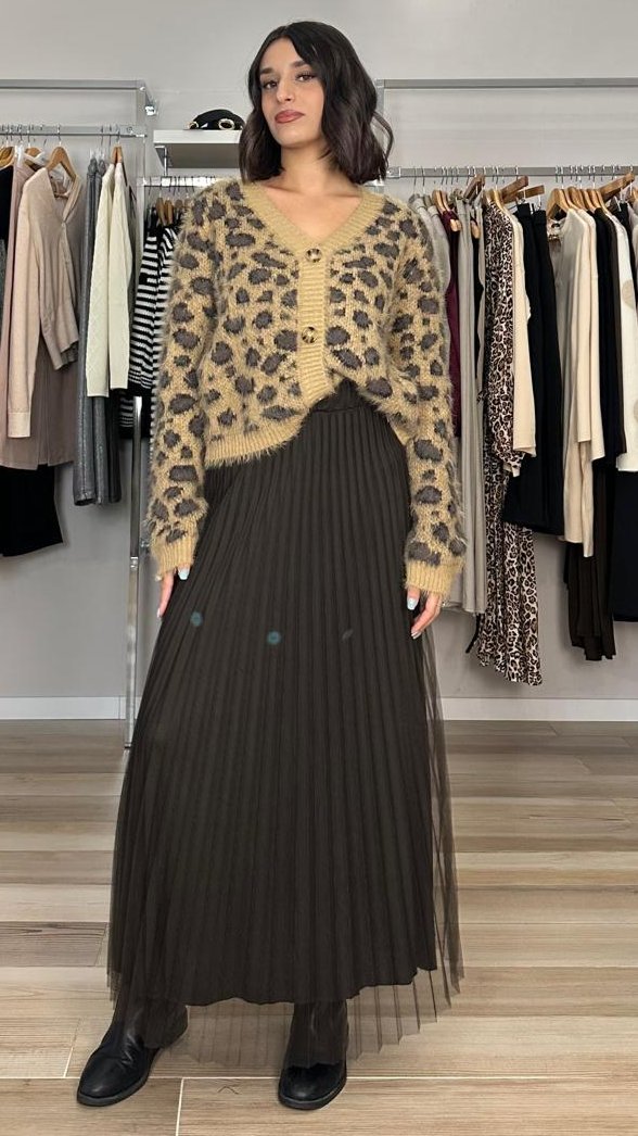 Susy mix gonna in tulle marrone