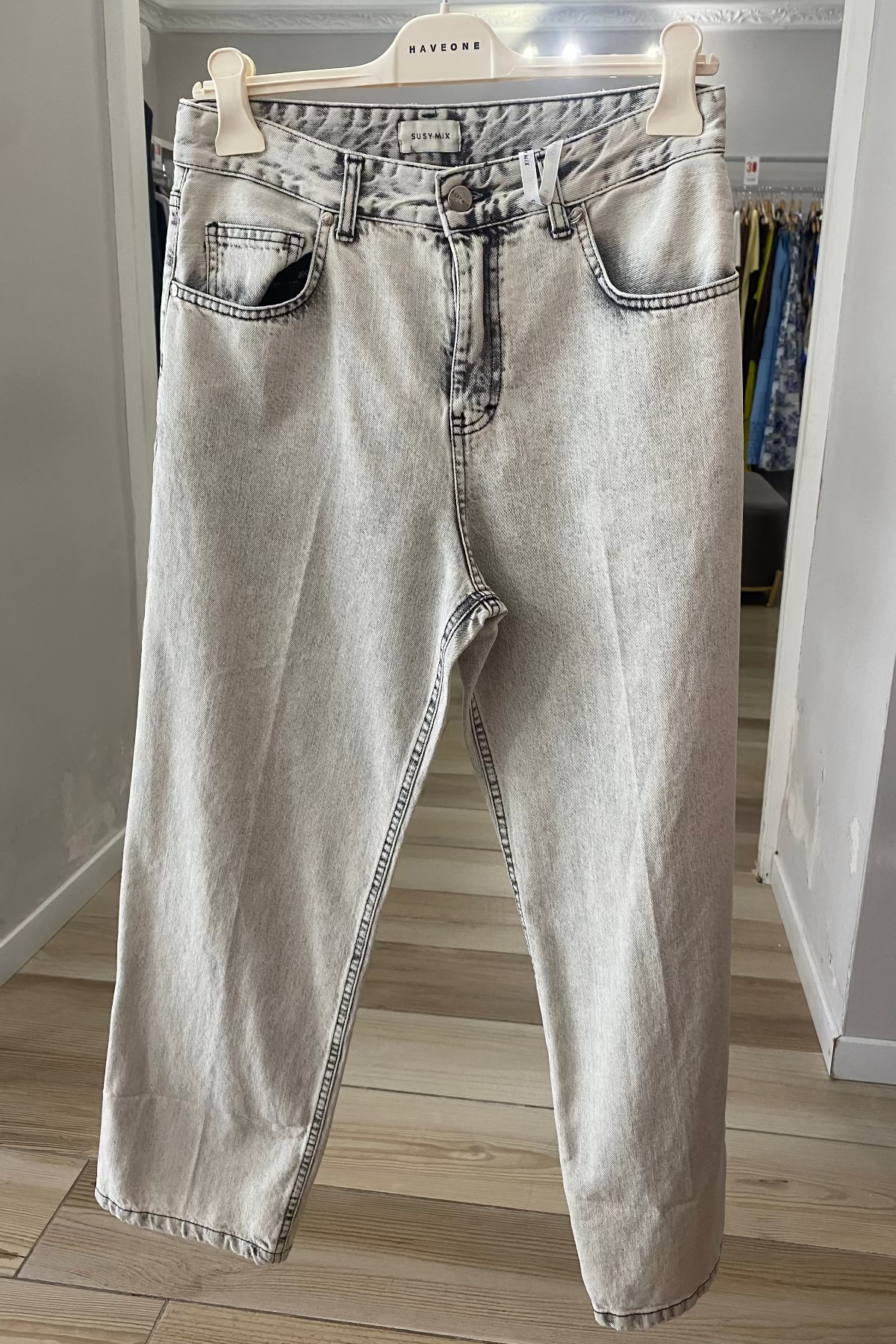 Susy mix jeans dritto grigio