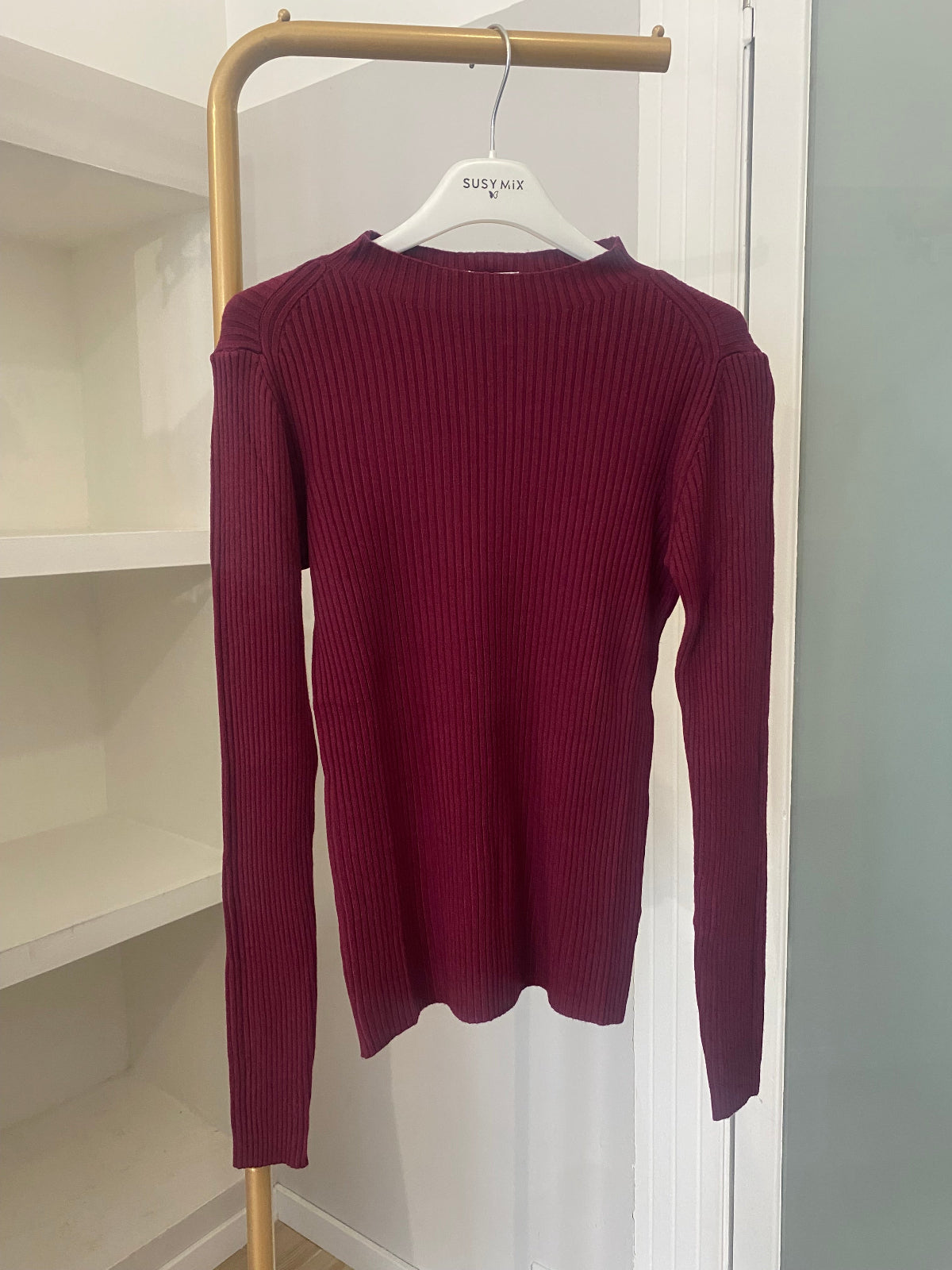 Susy mix lupetto a coste bordeaux