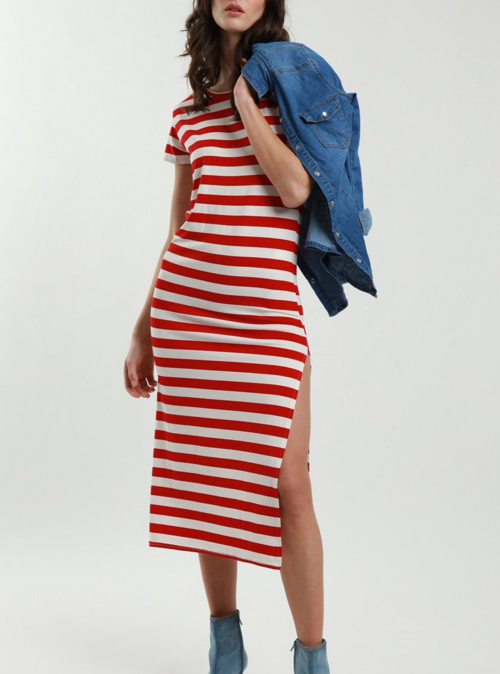 Susy mix abito a righe rosso frontale