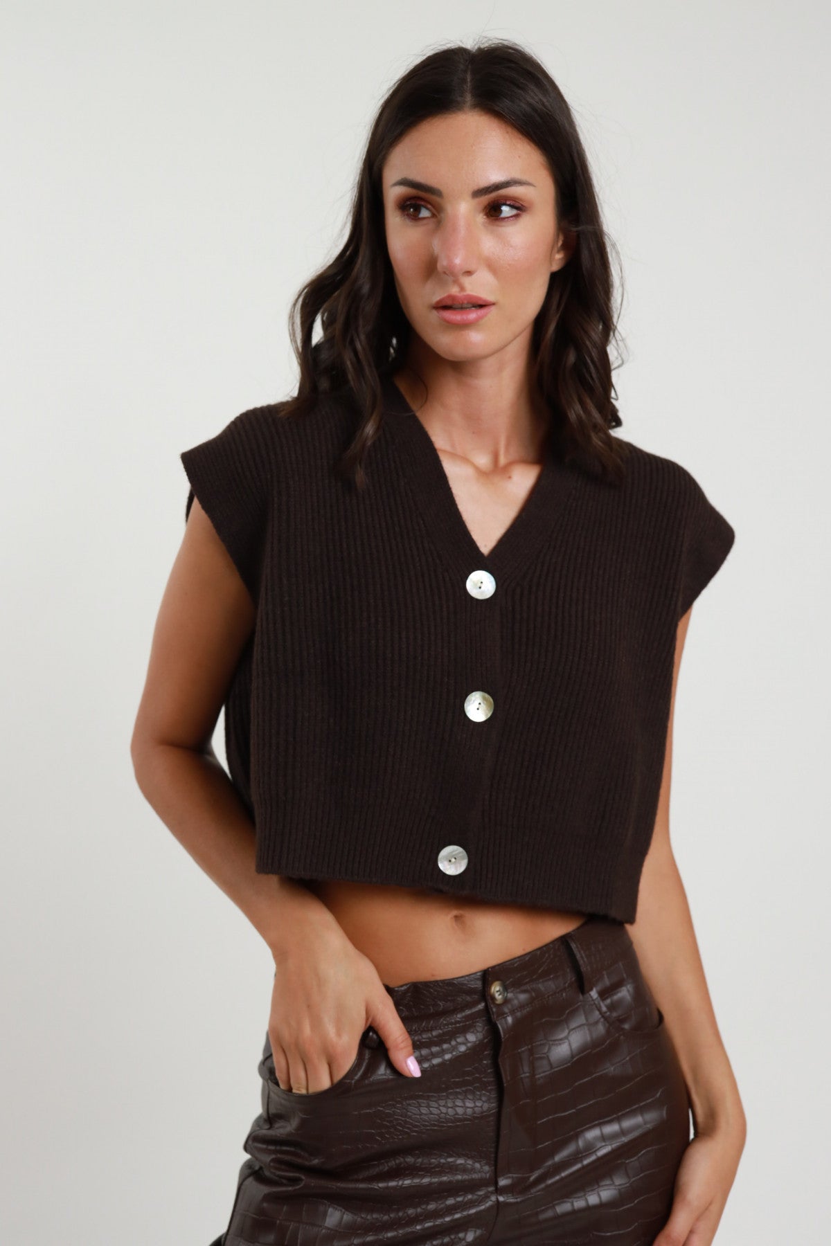 Susymixgiletinmagliamarrone