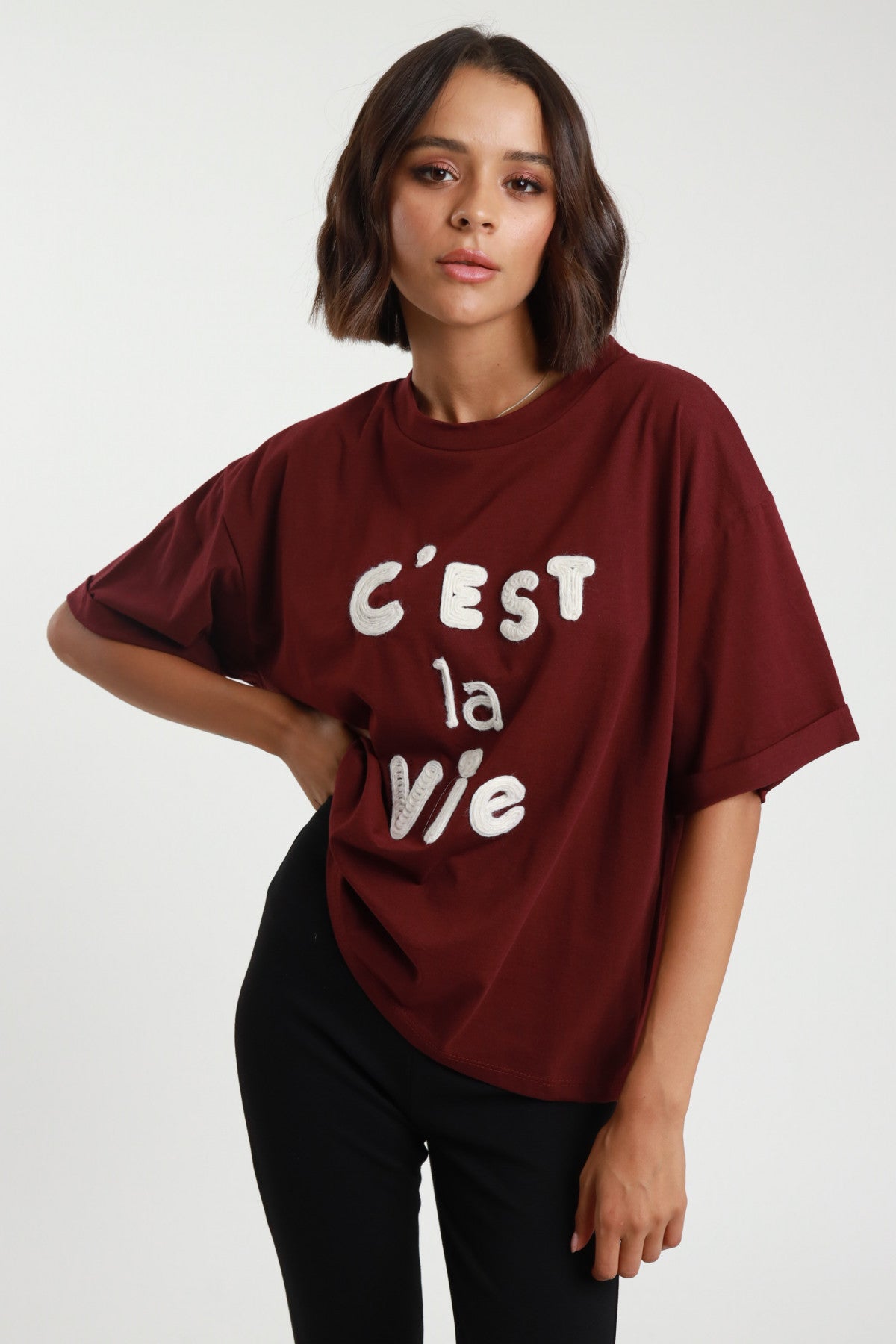 Susymixt-shirtoverincotonebordeaux