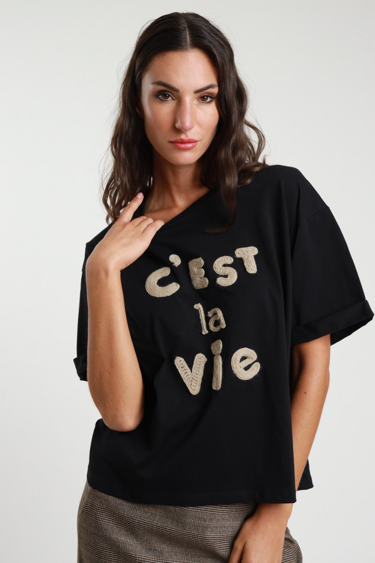 Susymixt-shirtoverincotonenero