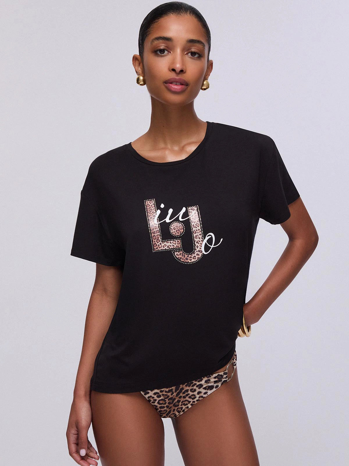 T-shirt_Liu_Jo_a_portafoglio_nera_frontale