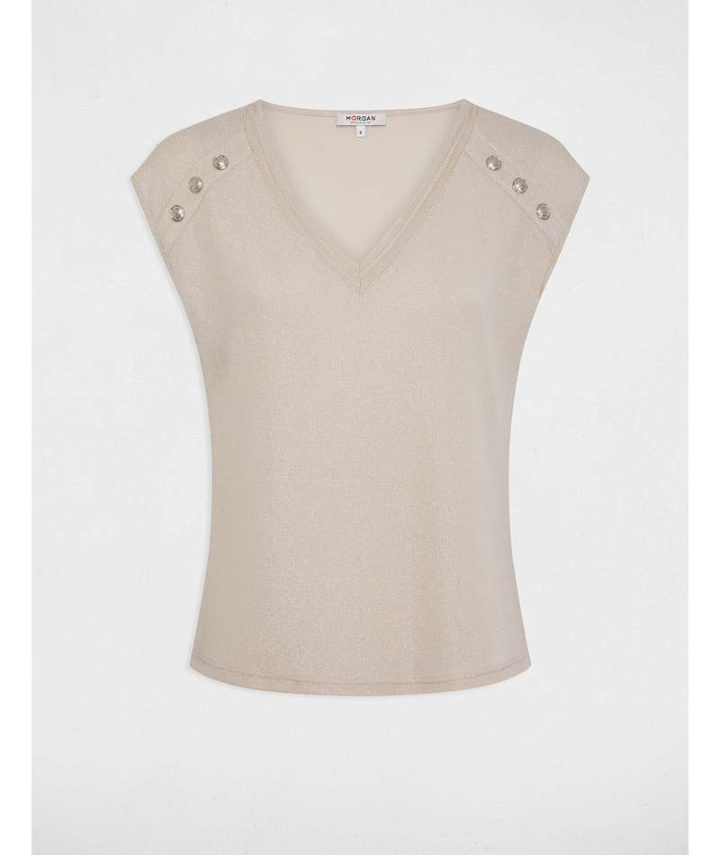 T-shirt in lurex oro Morgan dettaglio