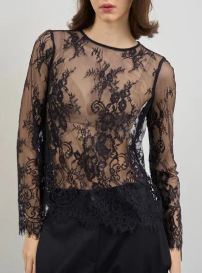 Maryley blusa in pizzo nera - Premium BLUSE from MARYLEY - Just €79! Shop now at Amaltea