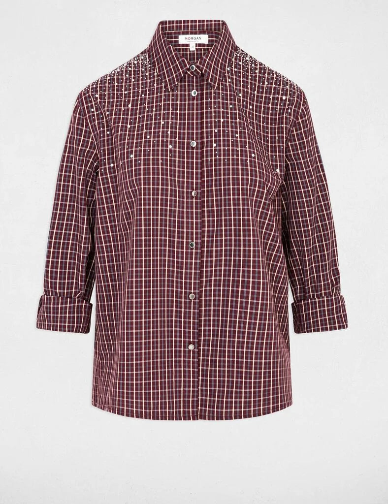 Morgan camicia a quadri e strass - CECOSA