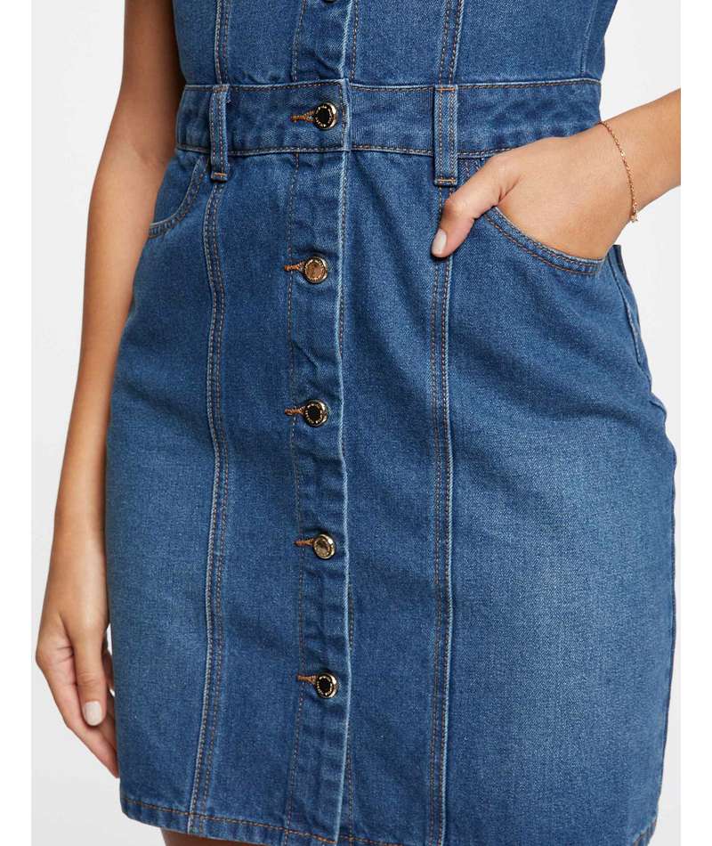 Morgan abito a jeans scuro laterale