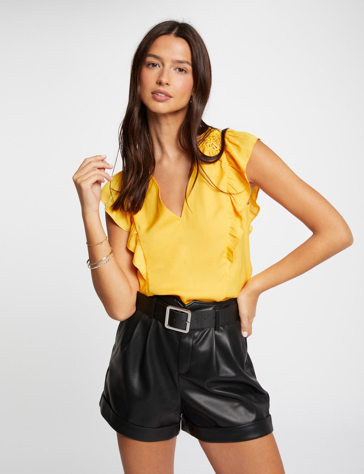 Pantaloncino in ecopelle nero Morgan