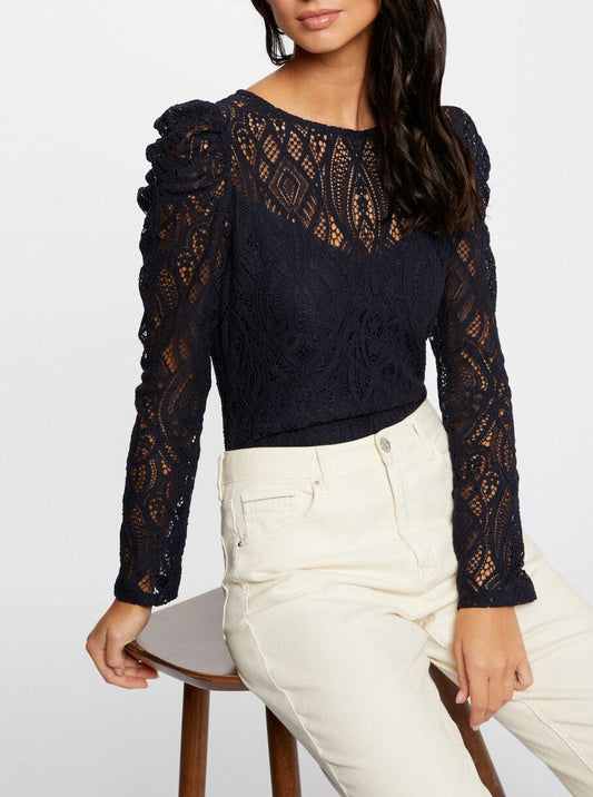 Morgan de toi maglia in pizzo blu